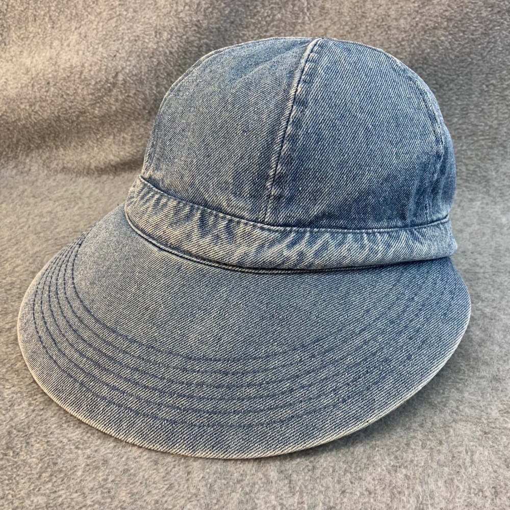 Blue Denim Sun Hat Women Medium Wash Unbranded Wide Brim Elastic Back OS